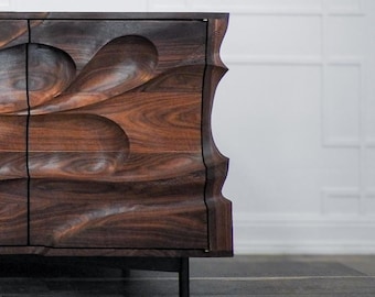 Gallop Credenza — Hand-Carved Walnut Sculptural Storage Cabinet