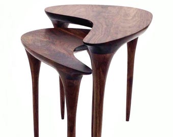 Plateau Nesting Tables — Sculptural Walnut Side Tables