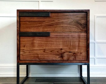 Marcelino Side Table — Solid Walnut Two-Drawer Nightstand