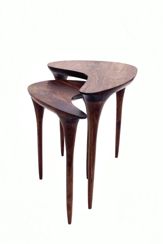 Plateau Nesting Tables — Sculptural Walnut Side Tables