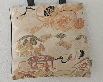 Kimono Obi Tote bag, Nishijin Mariuobi, crane 035