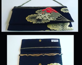 Upcycling Japanese Vintage Kimono Obi Bag _Crane 001