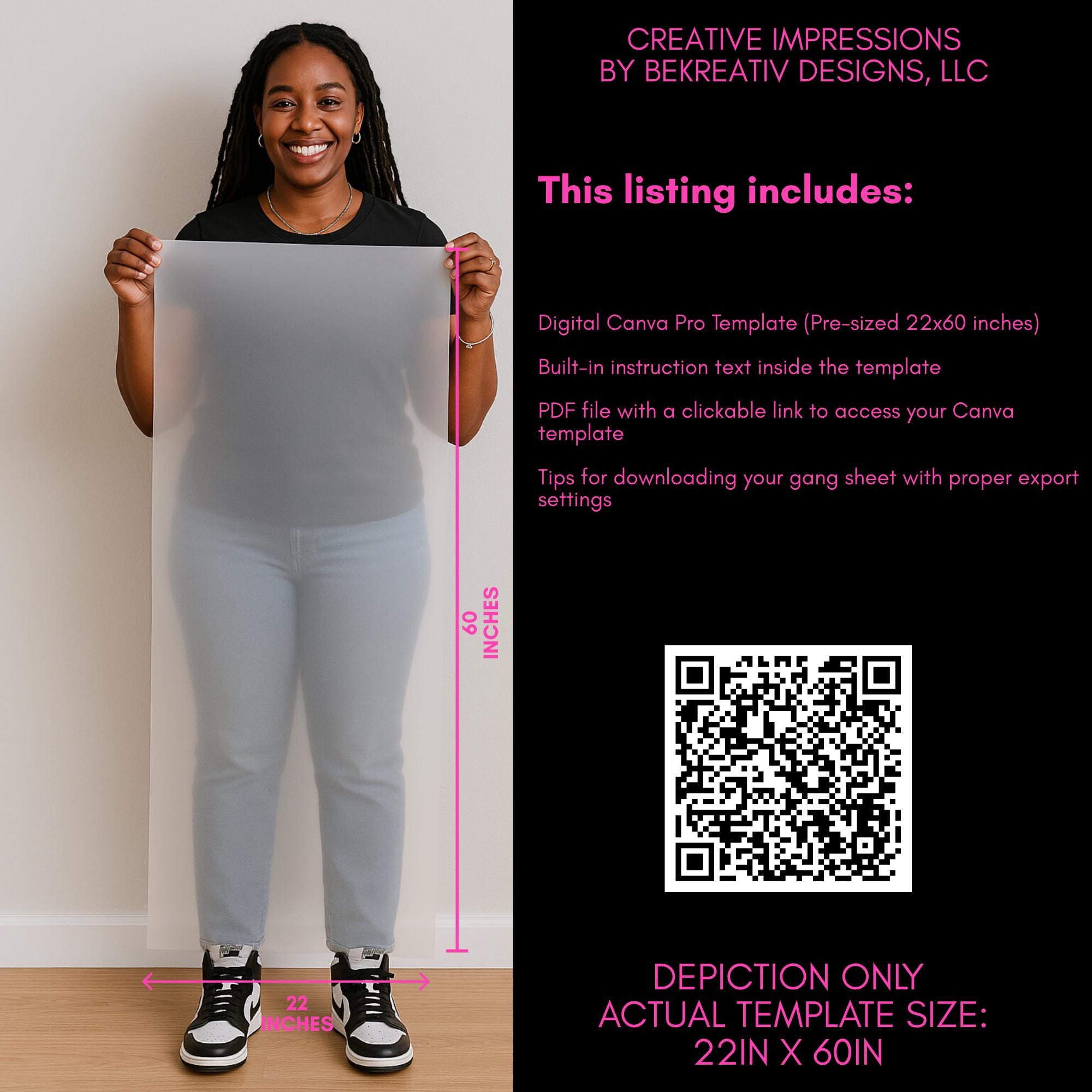 22x60 DTF Gang Sheet Canva Template | Digital Layout for PNG Transfers | Direct to Film Builder | Printable T-Shirt Design File