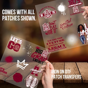 Patches for Jackets| Patch Party| Patch Kit| Patches Iron On| DTF Patches| Patches HBCU| Alabama A&M| Jean Patches | DTF | Alabama 1 |