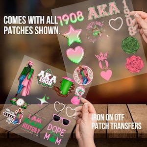 AKA Patches for Jackets| Patch Party| Patch Kit| Patches Iron On| DTF Patches| Ready to Press DTF| Patch Black Girl|Sorority Patch| AkA 1908