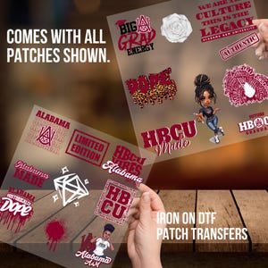 Patches for Jackets| Patch Party| Patch Kit| Patches Iron On| DTF Patches| Patches HBCU| Alabama A&M| Jean Patches | DTF | Alabama 2 |