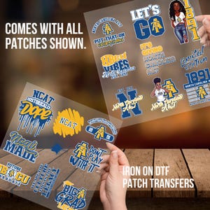 HBCU Iron On Patches: North Carolina A&T DTF Patch Kit