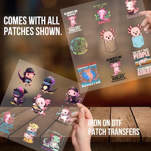 Patches for Jackets| Patch Party| Patch Kit| Patches Iron On| DTF Patches| Ready to Press DTF|Axolotl  Patches| axolotl | axolotl Patch