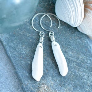 Natural White Shell Earrings: Alaskan Coastal Jewelry Made in Alaska