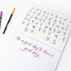 Handschriftzug Übungsblock: Übungsblock für moderne Kalligraphie, Pinselschriftzug und Handschriftzug