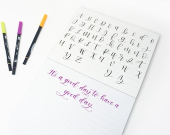Handschriftzug Übungsblock: Übungsblock für moderne Kalligraphie, Pinselschriftzug und Handschriftzug