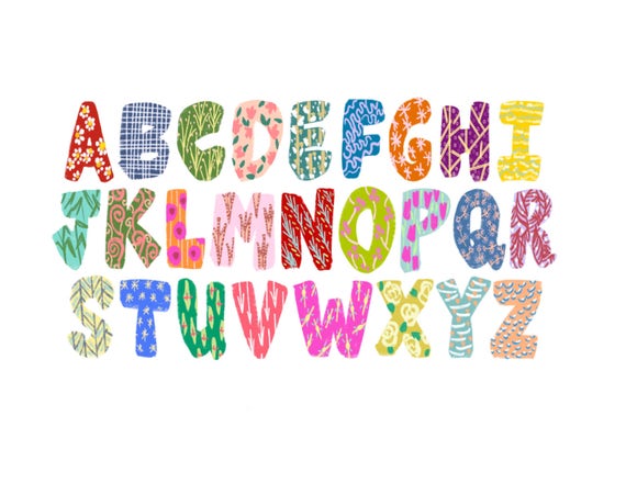 Alphabet print colorful print for nursery classroom nursery | Etsy