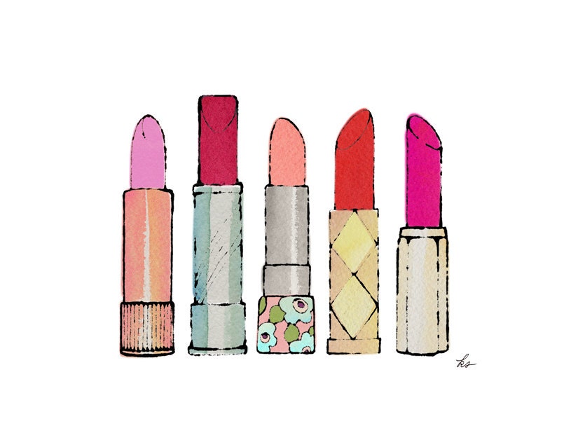 Lipsticks Print Digital Download Lipsticks Drawing of Etsy