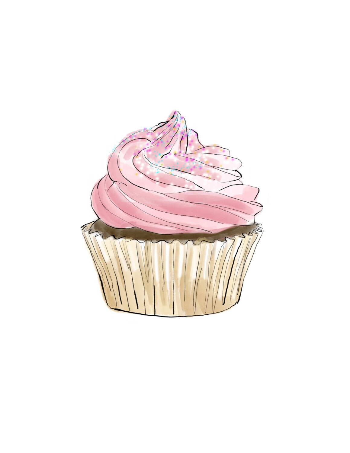 Cupcake Print Digital Download Kitchen Art Pink Cupcake Art Etsy Ireland