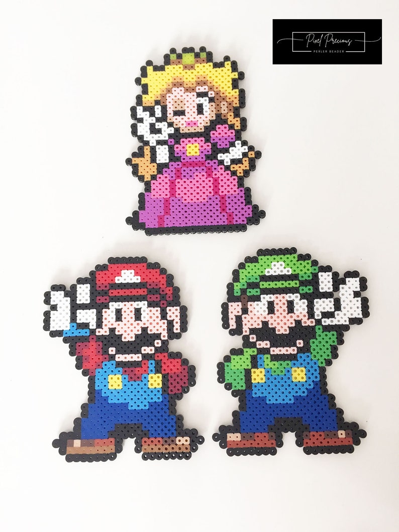 Mario, Luigi or Princess Peach Perler Bead image 1