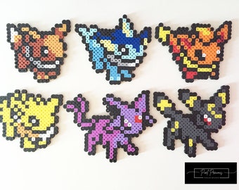 Eevee Evolutions Gen 1 & 2: Jolteon, Vaporeon, Flareon, Umbreon, Espeon, Eevee Perler Bead