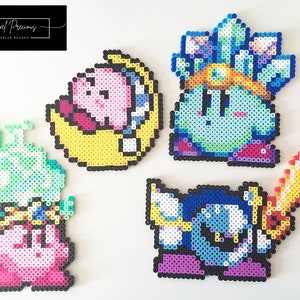 Conjunto de Kirby n.° 1: Kirby durmiente, Kirby de plasma, Kirby de hielo y cuentas de Perler de Meta Knight