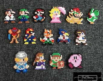 Minicuentas de personajes de Super Smash: Mario, Peach, Samus, Link, Zelda, Sheik, Fox, Falco, Falcon, Kirby, Bowser y más