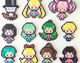 Sailor Scouts: Sailor Moon/Chibi Moon, Tuxedo Mask, Sailor Mercury/ Mars/Jupiter/Venus, Sailor Uranus/Neptune/Pluto/Saturn