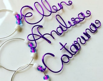 Wine charms, Bachelorette party favor, party favors, name wine charms, personalized wine charms