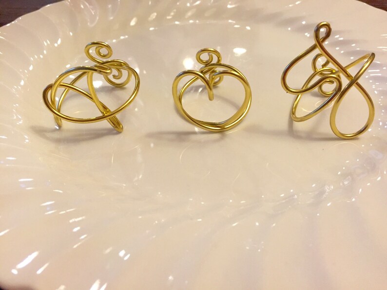Set of 3 Personalized Napkin Rings Initial Napkin Rings With Etsy