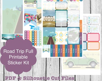 Printable Planner Stickers, Road Trip, Erin Condren Life Planner, S67-RoadTrip