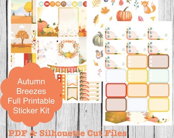 Printable Planner Stickers, Autumn Breezes, Erin Condren Life Planner, S77-AutumnBreezes