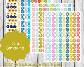 Printable Planner Icon Stickers, Erin Condren Life Planner, S16-IconStickers