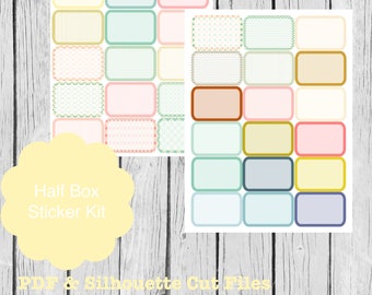 Printable Planner Half Box Stickers, Erin Condren Life Planner, S14-HalfBoxStickers