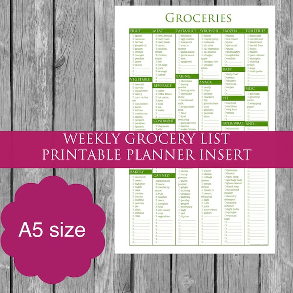 Printable A5 Shopping List Etsy