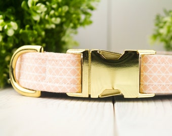 Peach adjustable Dog Collar with Metal Buckle