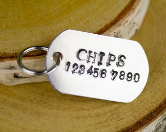 Mini Hand-stamped Dog Tag // Dog Identification Tag // Hand-stamped Custom Pet I.D