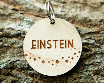 Láser grabado etiqueta de perro de madera // etiqueta de identificación del perro // I.D// perro temático de madera personalizado Etiqueta I.D