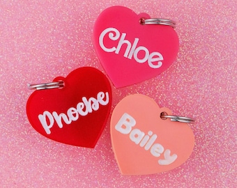 Heart Acrylic Pet ID Tag | Custom Enamel Name Tag