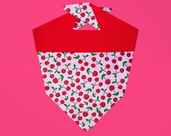 Cherry Print Dog Bandana: Cotton Snap Closure