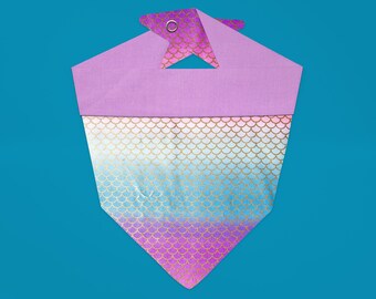 Bandana métallique pour chien à écailles de sirène | Bandana sirène pour chien