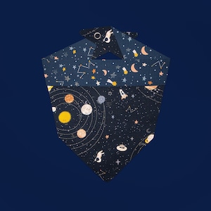 Solar System Bandana | Space Themed Pet Bandana | Reversible Pet Bandana