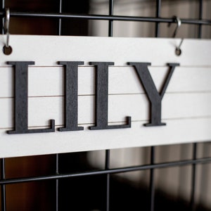 Personalized Pet Crate Tag: Farmhouse Shiplap Sign