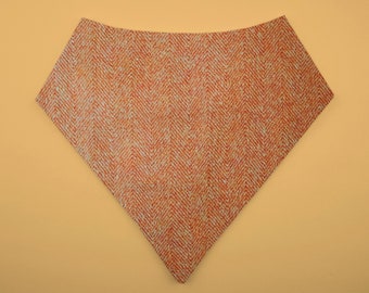 Orange Tweed Dog Bandana: Cotton Snap Closure