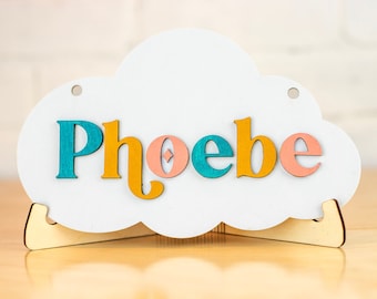 Personalized Pet Crate Tag: Wooden Cloud Sign