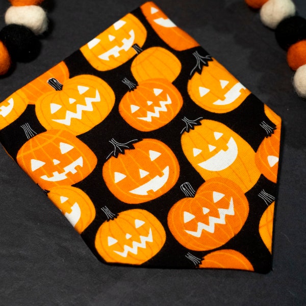 Glowing Jack O Lanterns Pet Bandana | Glow In the Dark Halloween Pet Bandana