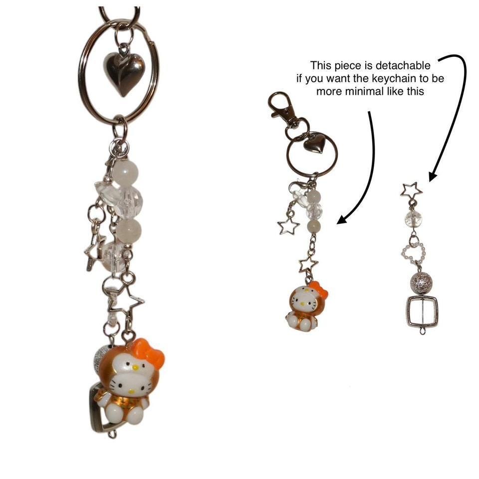 Y2K Sanrio Metallic Gotochi Owl Hello Kitty Handmade Beaded Customizable Kawaii Star Fairy Pearl Coq