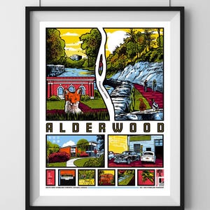 Affiche d'Alderwood Toronto – 18 x 24 po. Impression sérigraphiée d'art du quartier d'Etobicoke Sud | Art mural fait main