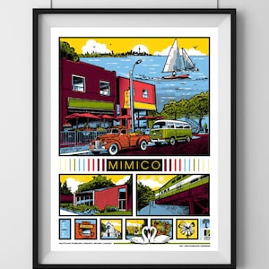 Poster Mimico Toronto – Impression d'art sérigraphiée en sérigraphie 18 x 24 po. Quartier du sud d'Etobicoke | Art mural fait main