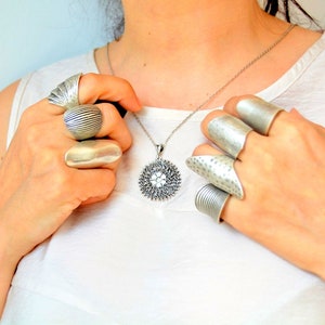 Bubble Dome Fringe Chunky Ring, Bush Metal Jewelry, Statement Ring, Symbol, New Age Abstract, Artist freedom