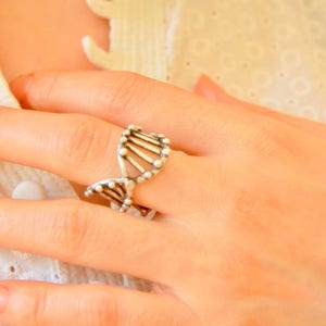 DNA Genetic Code Ring, Thank you Gift to Doctor, Scientist Biologist Researcher, Academician Biology, Double Helix Ring, Science Teacher