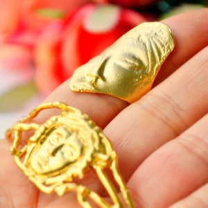 Greek Mystical Face Jewelry, you are Goddess Gift, Golden Adjustable Women Portrait Stunning Human Ring, Chic Medusa Figure Artisan Jewelry