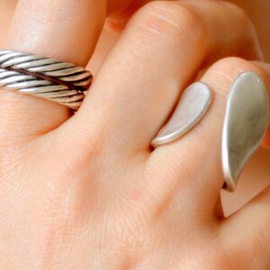 Double Wrap Antique Oxidized Silver Filled Unisex Adjustable Boho Fashion Vintage Inspired Wire Ring