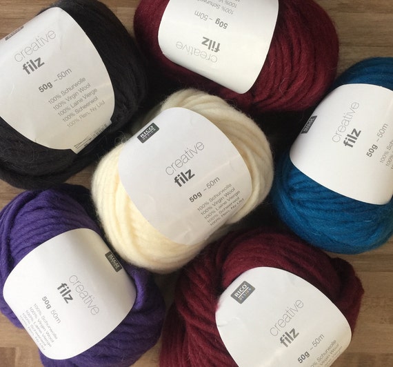 Rico Creative Filz Super Bulky 100 Merino Wool 5 50 Free Patterns Single Ply Feltable Knitting Yarn