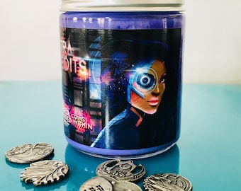 Extra Credits Gaming Candle with Embedded Metal Coins